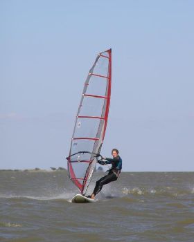 Alex windsurfing at Boggy Lake on the 10th of Feburary
