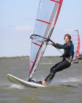 Alex windsurfing at Boggy Lake on the 10th of Feburary