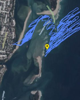 Bribie Bar with low-quality updated satellite image