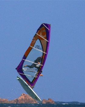 Terry North current Australian Masters Wave Sailing Champ , coming in for a hard landing