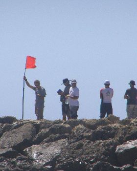Bjorn taking time out to man the flags.