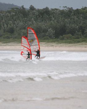 alex age 8,first time wave sailing with dad