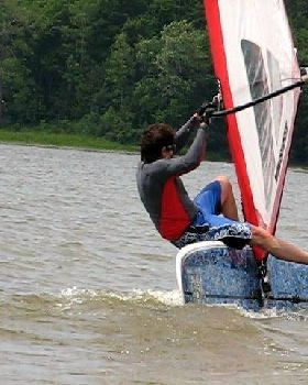 Riding the sail backwards on a Starboard SUP