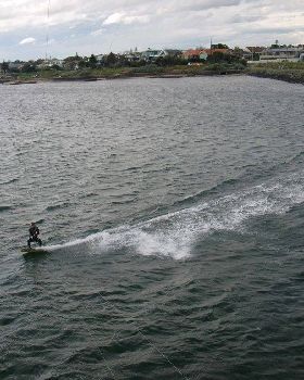 Winter kitesurfing in a northerly