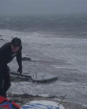 Mick windsurfing 50 knots+