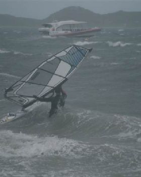 Mick windsurfing 50 knots+