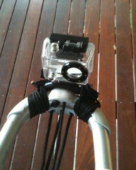GoPro boom end mount using helmet strap