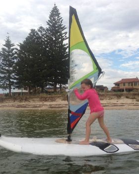 4 year old daughter sailing with home made kiddie rig