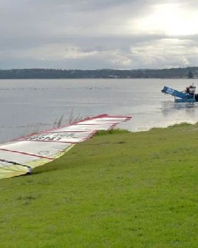 Cleaning out the weed at Canton Beach - yeehaa!