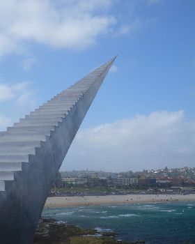 Windsurfing below Sculptures by the Sea