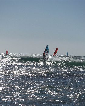 Koster and Dunkerbeck  at a Geraldton local spot testing Severne stuff