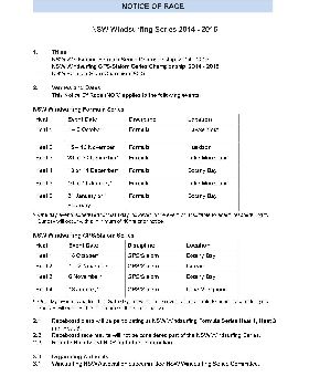 NSW Windsurfing Series 2014 - 2015